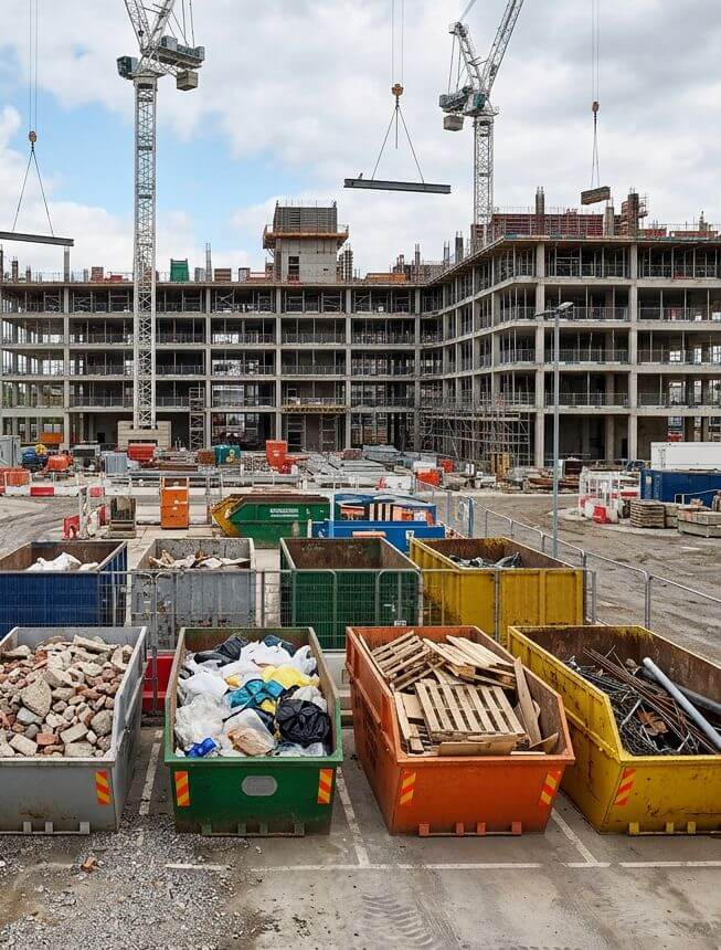 Zentraler Wertstoffhof einer Baustelle