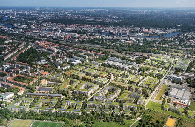 Visualisierung des Segelflieger Quarties in Berlin (Luftaufnahme)